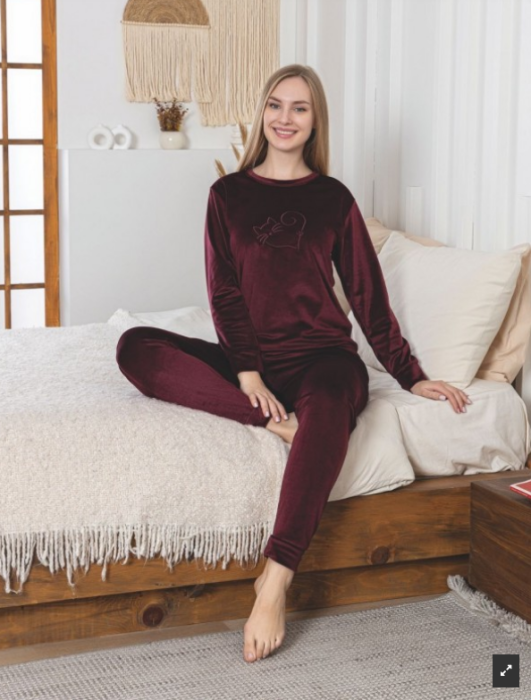 Compleu catifea damă BAK814 visiniu – Confort, stil și eleganță [2]