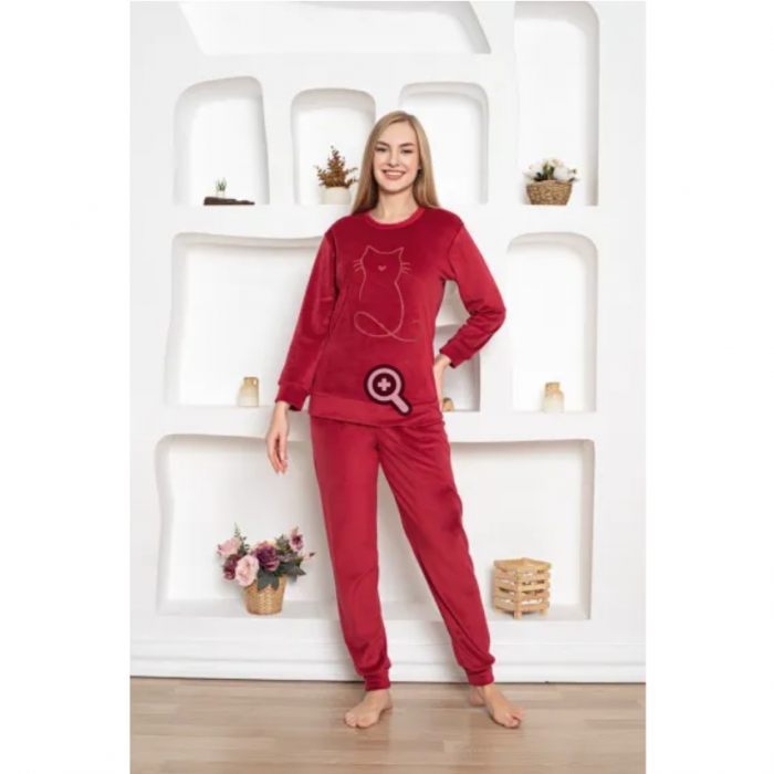 Compleu catifea damă BAK507 visiniu – Confort, stil și eleganță [2]