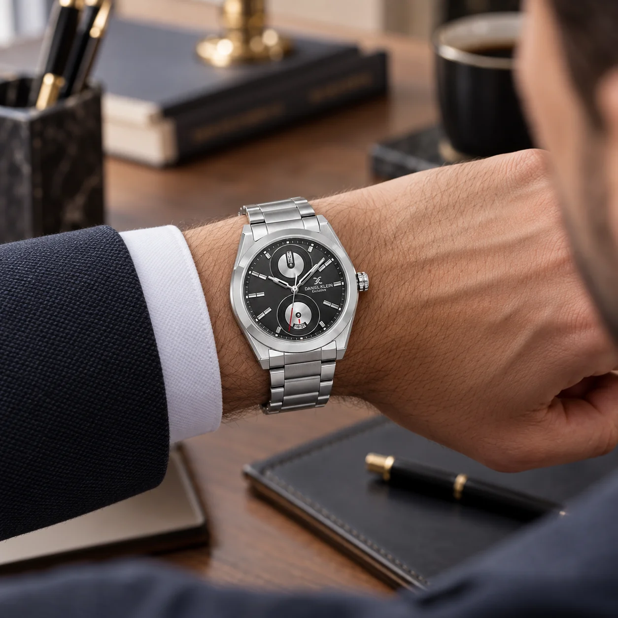 Daniel Klein Exclusive DK.1.14359-2 - Ceas barbatesc quartz argintiu [3]