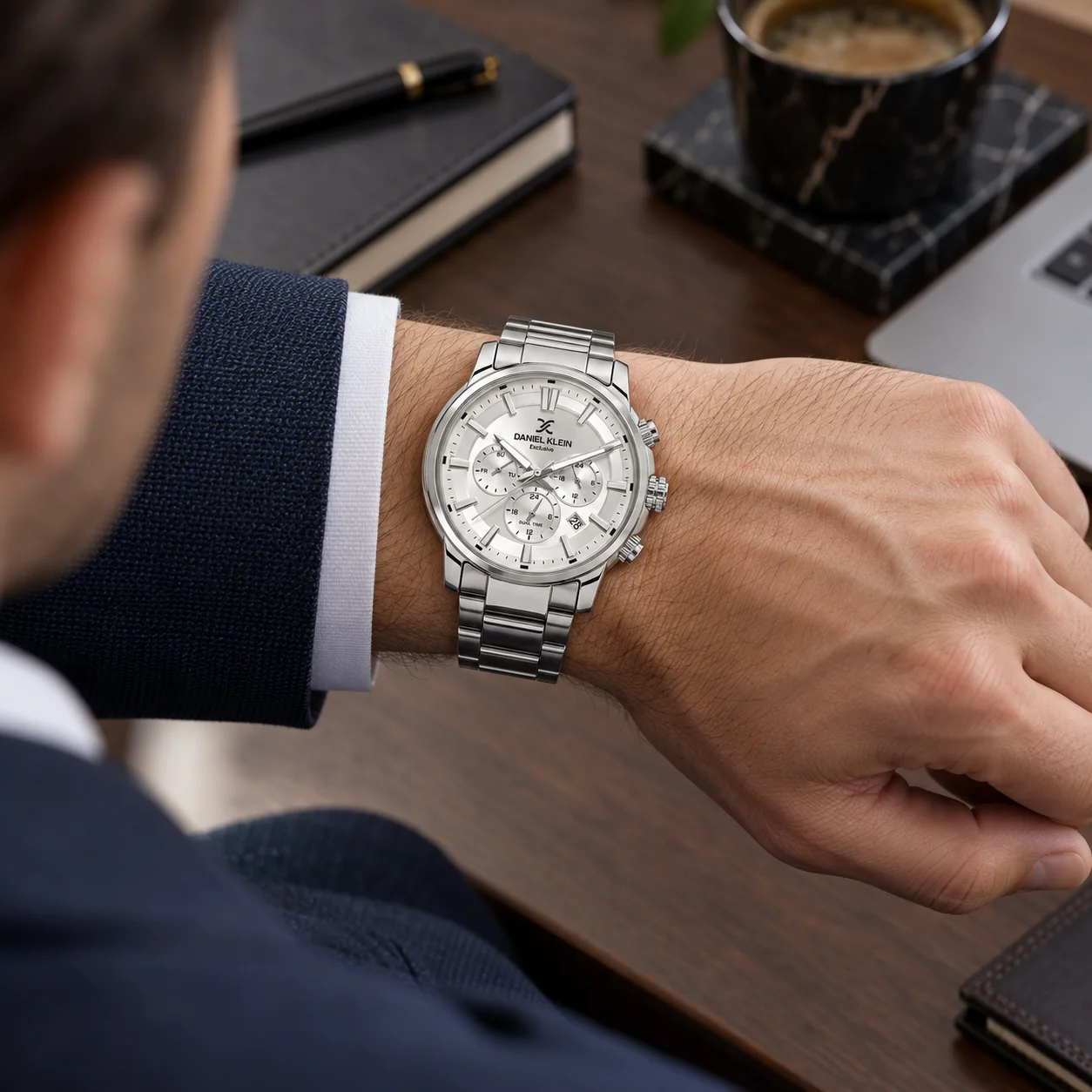 Daniel Klein Exclusive DK.6.14442-1 - Ceas barbatesc quartz argintiu [3]