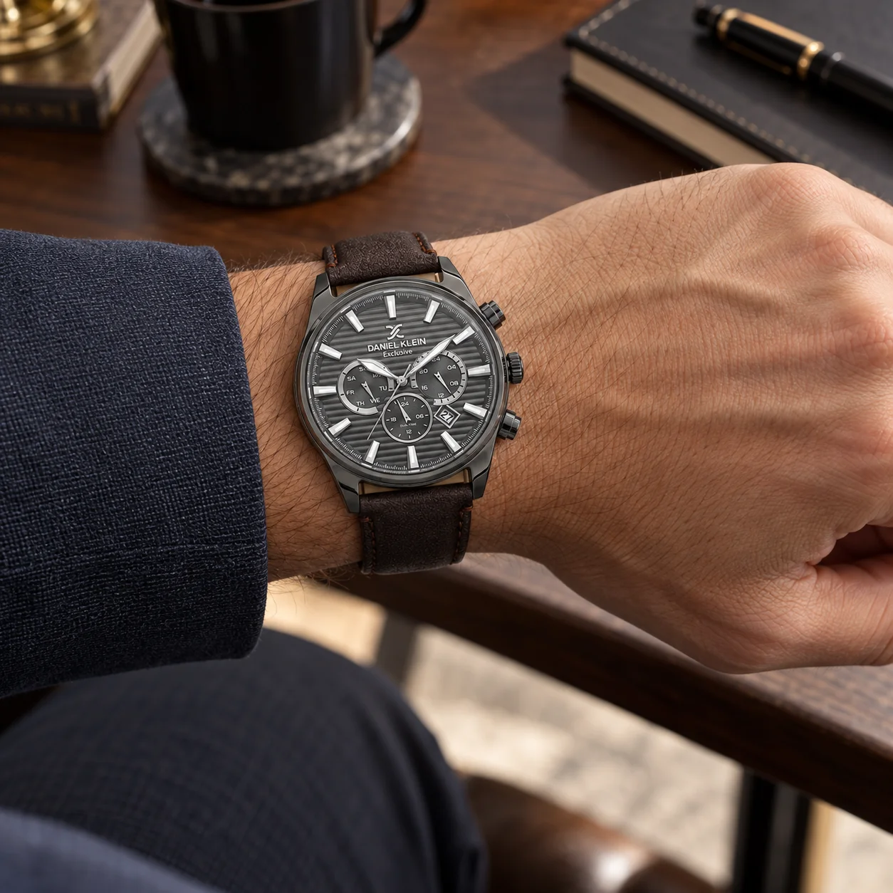 Daniel Klein Exclusive DK.6.14444-6 - Ceas barbatesc quartz maro [3]