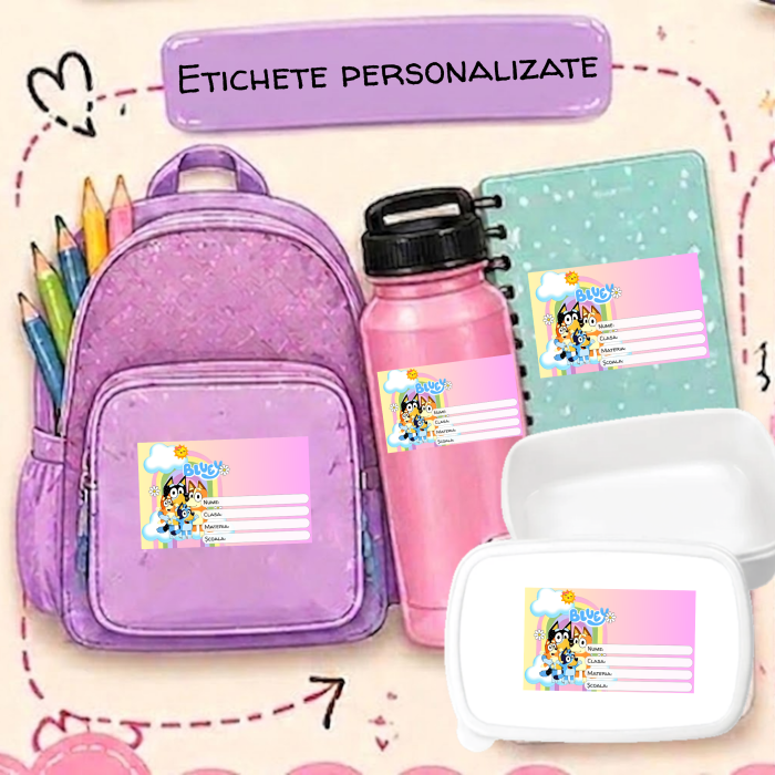 Etichete Școlare cu Nume Bluey– Stickere Autoadezive pentru Copii ❤️ E-Cadou.com - e-CADOU [2]