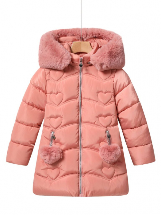 Geaca groasa fete Little HEAR piersica, 104-164, GloStory, GMA-3991 [2]