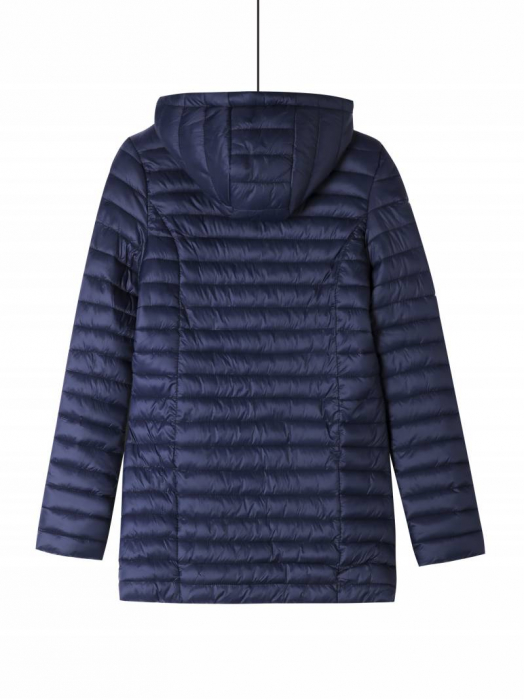 Geaca lunga cu gluga, marime S-2XL, cu vatelina si aspect matlasat GloStory, bleomarin [3]