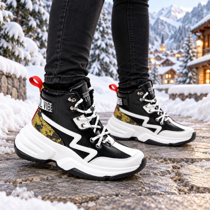 Ghete sport de dama cu talpa groasa, negre [7]