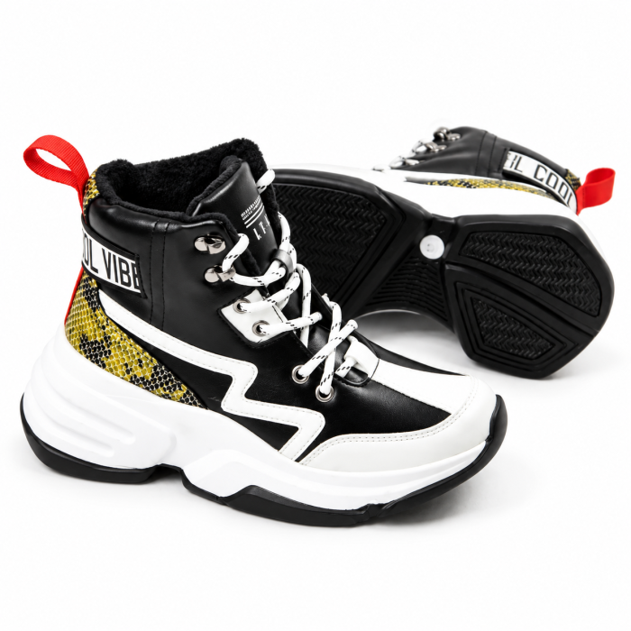 Ghete sport de dama cu talpa groasa, negre [8]
