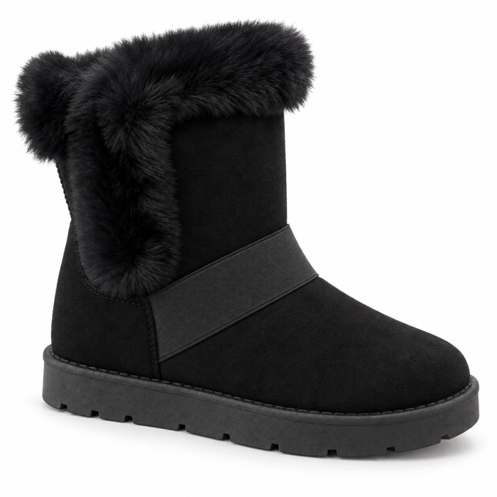 Cizmulite tip UGG blanite,  de dama cu talpa groasa, negre  WDB-21 [2]