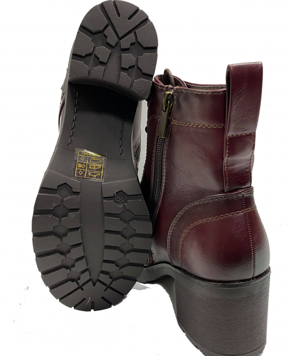 Ghete vatuite de dama cu toc 6cm, culoare bordo, cu fermoar si snur [2]