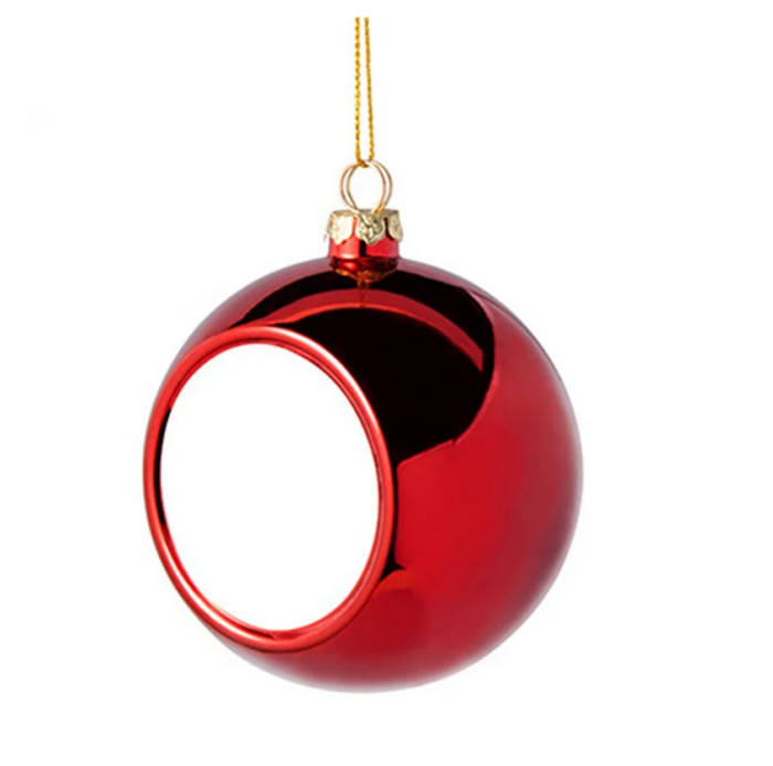 Glob rosu pentru brad  personalizat cu poza Ø 6cm [3]