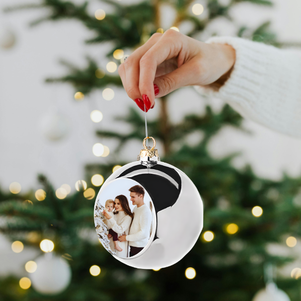 Glob argintiu pentru brad  personalizat cu poza Ø 6cm [1]
