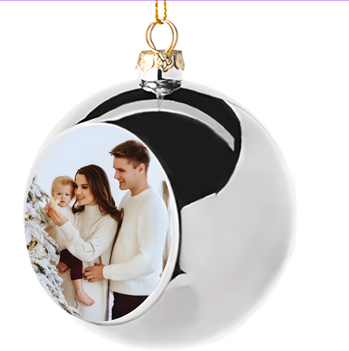 Glob argintiu pentru brad  personalizat cu poza Ø 6cm [4]