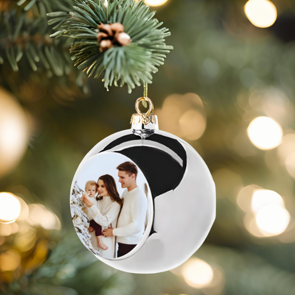 Glob argintiu pentru brad  personalizat cu poza Ø 6cm [2]