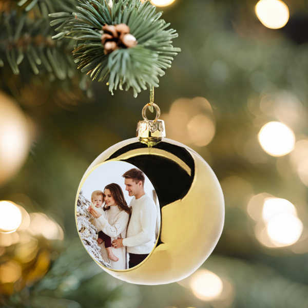 Glob auriu pentru brad  personalizat cu poza Ø 6cm [1]