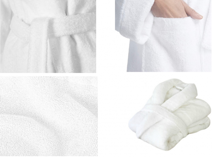 Halat de baie gros fara gluga, buzunare si cordon in talie, hotel quality, unisex, 100% bumbac [3]
