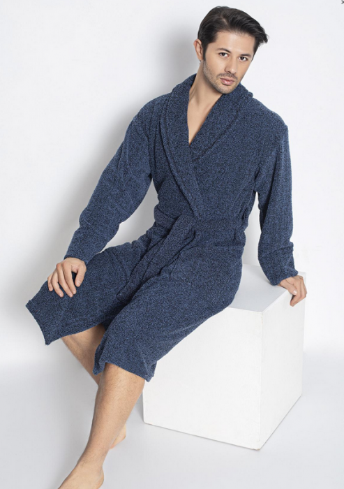 Halat de baie foarte gros fara gluga, buzunare si cordon in talie, design deosebit, bleomarin BAKB006 [4]