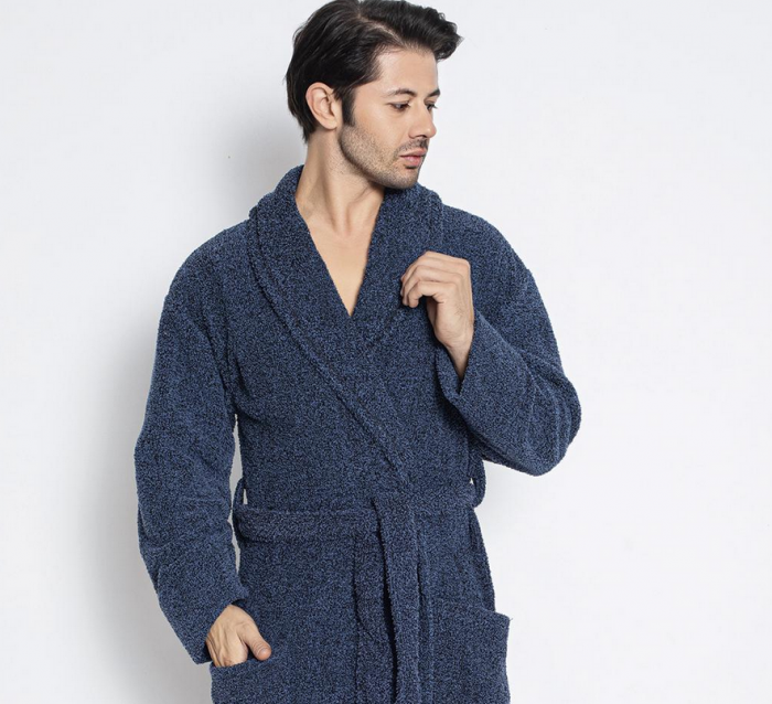 Halat de baie foarte gros fara gluga, buzunare si cordon in talie, design deosebit, bleomarin BAKB006 [2]