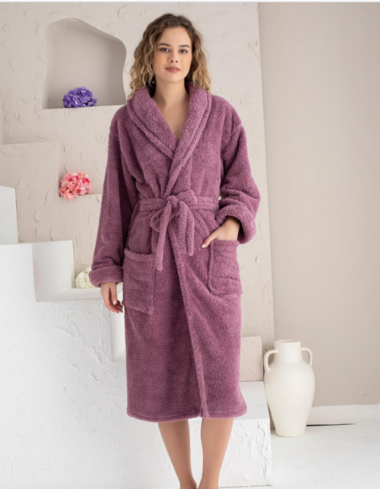 Halat de baie  foarte gros, fara gluga, buzunare si cordon in talie, design deosebit, mov  BAK007 [2]