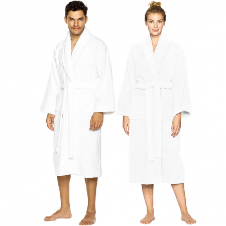 Halat de baie gros fara gluga, buzunare si cordon in talie, hotel quality, unisex, 100% bumbac [1]