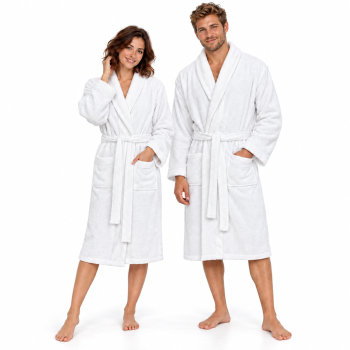 Halat de baie gros fara gluga, buzunare si cordon in talie, hotel quality, unisex, 100% bumbac [5]