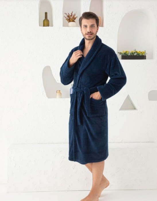 Halat gros cololino baie pentru barbati, buzunare si cordon in talie, bleomarin [1]