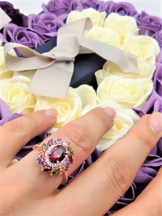 Inel Beautifull Flower diametru 18cm cu cristale placat cu aur 18k [3]