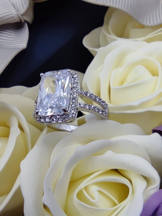 Inel Princess White diametru 17 cm cu cristale placat cu aur 18k [3]