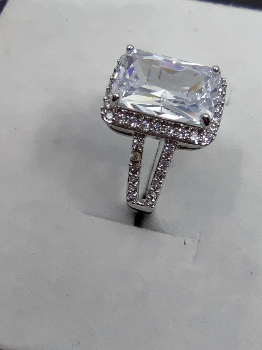 Inel Princess White diametru 17 cm cu cristale placat cu aur 18k [2]