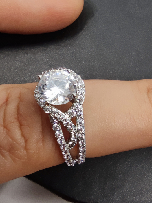 Inel Beautifull White diametru 16 cm cu cristale placat cu aur 18k [2]