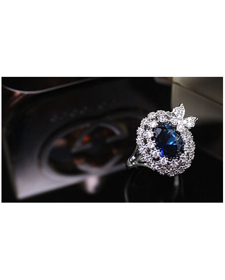 Inel Blue Butterfly diametru 16 cm cu cristale placat cu aur 18k [2]