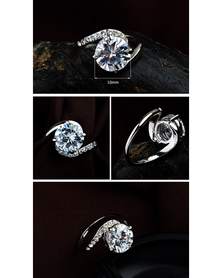 Inel Clasic White diametru 19 cm cu cristale Swarovski placat cu aur 18k [2]