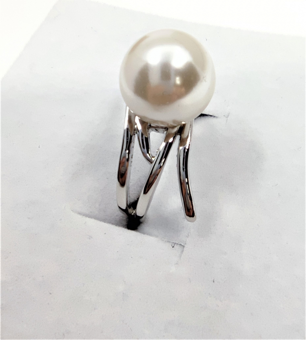 Inel pearl White diametru 17 cm placat cu aur 18k [2]