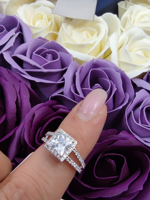 Inel Dolly White diametru 17 cm cu cristale placat cu aur 18k [2]