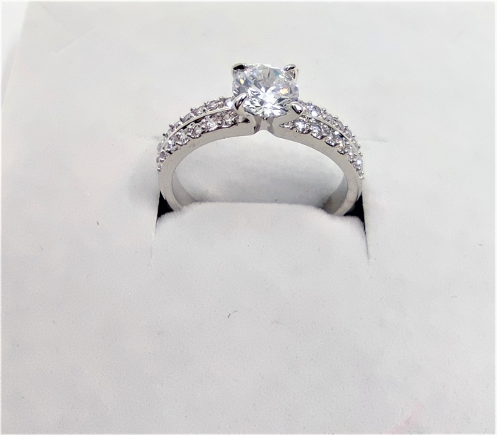 Inel Regal White diametru 17cm cu cristale Swarovski placat cu aur 18k [3]