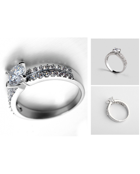 Inel Regal White diametru 17cm cu cristale Swarovski placat cu aur 18k [2]