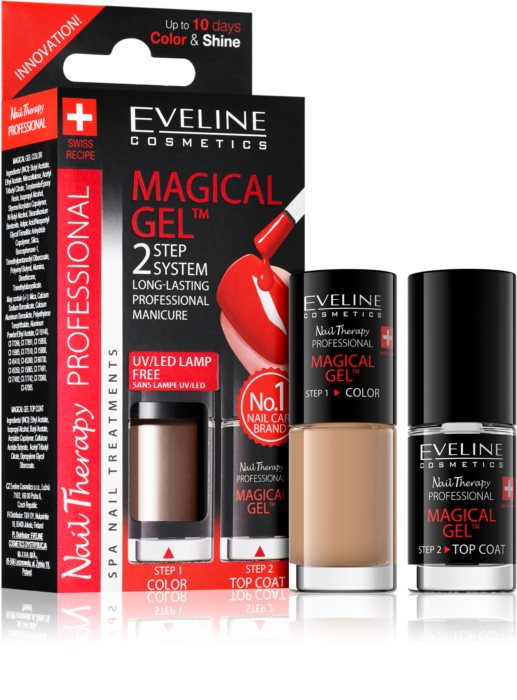 Lac Unghii Cu Tratament + Top Coat, Magical Gel Eveline Cosmetics, Cod 02