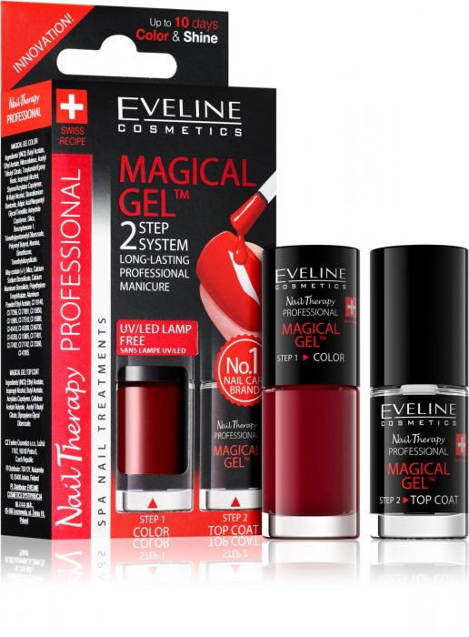 Lac Unghii Cu Tratament + Top Coat, Magical Gel Eveline Cosmetics, Cod 04