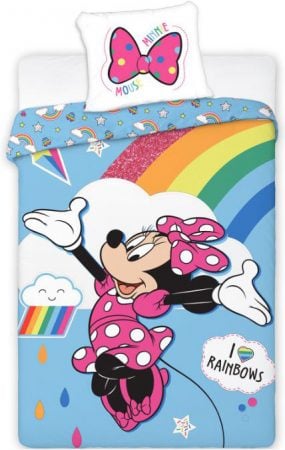 Lenjerie de pat licenta Disney Minnie Rainbows marime 140×200 cm, 70×90 cm  FRA577651 [1]