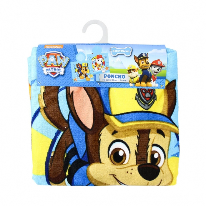 Prosop poncho cu gluga Paw Patrol 50 X 100 CM poliester,albastru