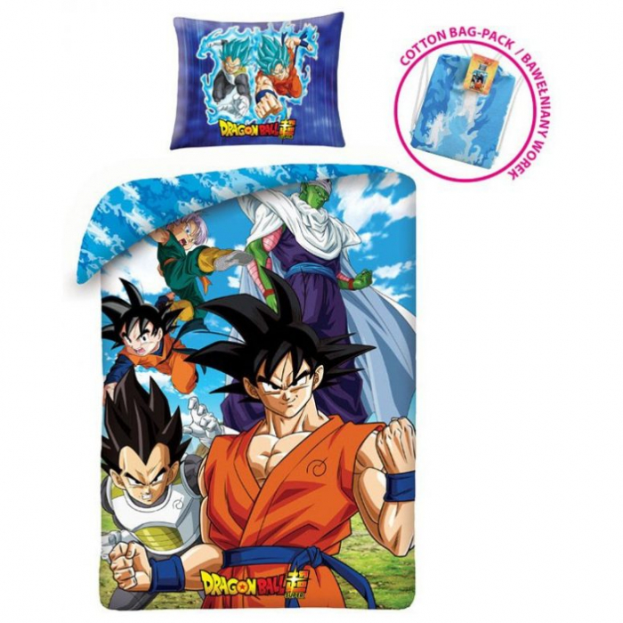 Lenjerie de pat pentru copii Dragon Ball 140 200 cm, 70 90 cm + CADOU rucsacel de bumbac