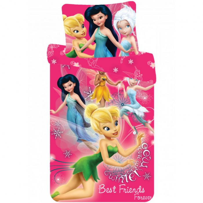 Lenjerie de pat pentru copii Fairies 140 200 cm, 70 90 cm, Disney, 100% bumbac