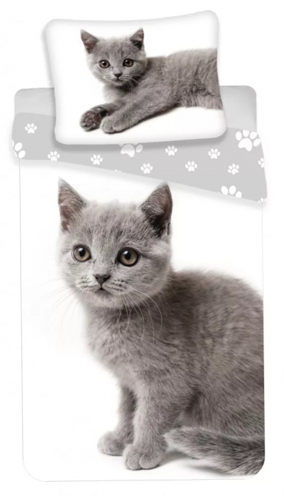 Lenjerie de pat pentru copii Pisica 140×200cm, 70×90 cm [1]