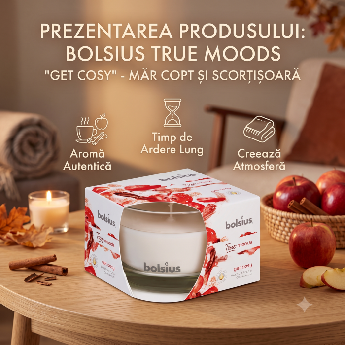 Lumanare parfumata Bolsius, pahar din sticla, cu aroma de mere coapte plus scortisoara [2]