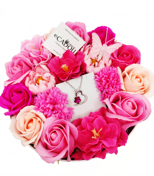 Pachet cadou cu 17 mix flori din sapun AC-R166-M2 FlowerFucsia