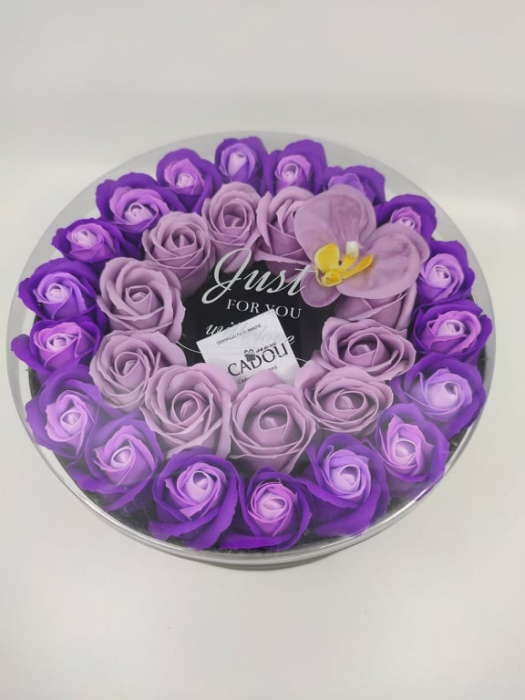 Pachet cadou cu 31 trandafiri din sapun AC-R3271 Love purple, impachetare premium [3]