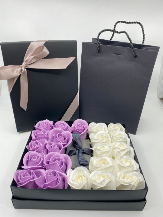 Pachet cadou dama  cu 19-22 trandafiri de sapun  SWAN violet cu cristale, din otel inoxidabil, CS127 [3]