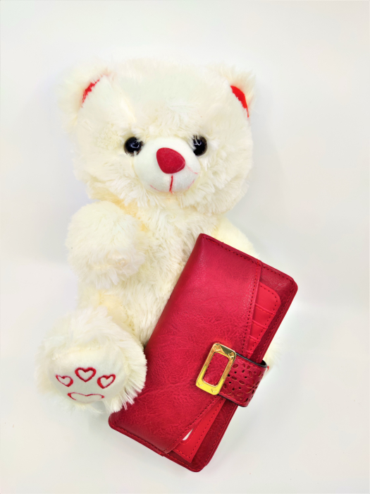 Pachet Promo portofel de dama rosu si ursulet de plus ivory 30cm [2]