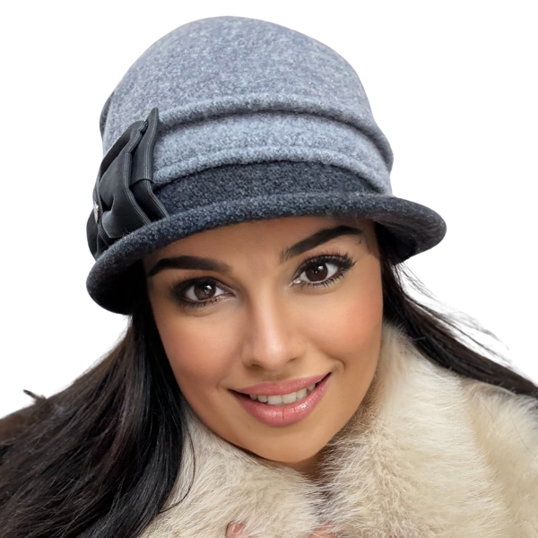 Palarie de dama moderna  MIRUNA 100% lana, marime universala D25.05.GRI 01 made  Polonia [1]