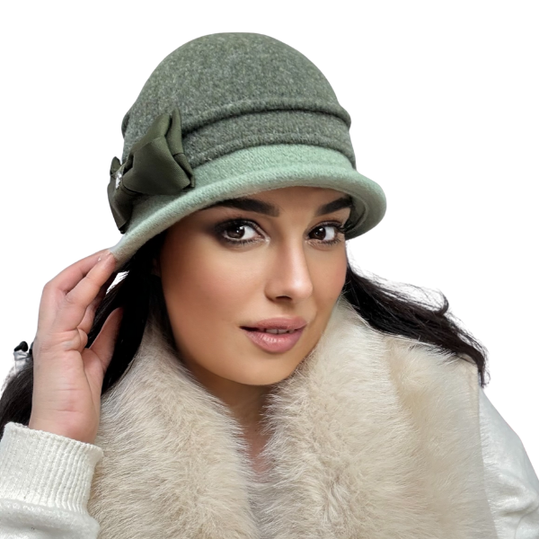 Palarie de dama moderna  MIRUNA 100% lana, marime universala D25.05.verde 01 made  Polonia [2]