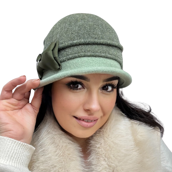 Palarie de dama moderna  MIRUNA 100% lana, marime universala D25.05.verde 01 made  Polonia [1]