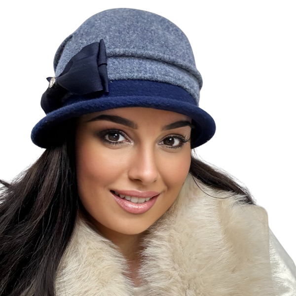 Palarie de dama moderna  MIRUNA 100% lana, marime universala D25.05.blue 01 made  Polonia [1]